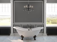 71" Cast Iron Double Ended Slipper Tub with 7" Faucet Hole Drillings & Oil Rubbed Bronze Feet-"Buchanan"