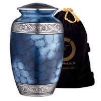 Cremation Urn for Ashes, for Adults up to 200lbs, Blue Funeral Burial Urns w/Satin Bag for Human Ashes.