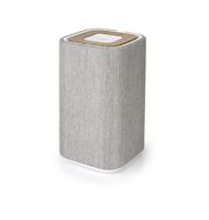 Knit Audio Otto, KW71, Medium Tower Bluetooth Wireless Speaker with Rechargeable Battery, Compatible for Android and Apple, Light Gray/Wood Grain, 5.3"x5.3"x10"