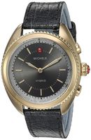 MICHELE Women's Hybrid Smartwatch Stainless Steel Quartz Watch with Leather-Ostrich Strap, Blue, 17.8 (Model: MWWT32A00013)