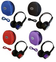 4 Pack Kid Sized Wireless Infrared Car DVD IR Automotive Colored Adjustable 2 Channel Headphones With Case and 3.5mm Auxiliary Cord. Note: Will Not Work on 2017+ GM's or Pacifica