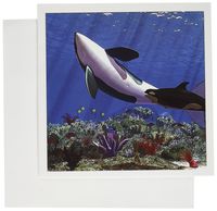 3dRose A Mama Whale Swim in the Ocean with Her Baby Whale Greeting Cards, Set of 6 (gc_181784_1)