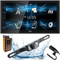 JVC KW-M150BT Digital Media Receiver featuring 6.8" WVGA Capacitive Monitor with Backup Camera + Gravity Magnet Phone Holder