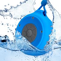 Best Quality Mini Waterproof Hanging Shower Speaker, Durable, Rugged & Portable Small Wireless Bluetooth Player Box Suction Hanger for Bathtub, Pool, Outdoor Camping , Backpacking, Tailgating (Blue)