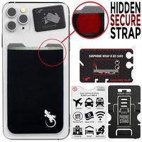 Gecko Adhesive Phone Wallet & RFID Blocking Sleeve, a Stick-On Stretchy Lycra Card holder Universally fits most Cell Phones & Cases. Xtra Tall Pocket Totally Covers Credit Cards & Cash - BLACK