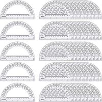 eBoot 50 Pieces Plastic Protractors 180 Degree Protractor, 6 Inches, Clear