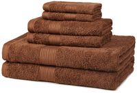 AmazonBasics 6-Piece Fade-Resistant Bath Towel Set - Acorn Brown