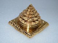 BLESSED & ENERGIZED SHRI SRI MERU YANTRA IN PURE BRASS AND GOLD POLISHED-FOR SPIRITUAL POWERS, CORRECTING VAASTU DOSH (IMBALANCES), ENORMOUS WEALTH & PROSPERITY