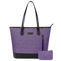 UTOTEBAG Women 15.6 Inch Laptop Tote Bag Notebook Shoulder Bag Lightweight Multi-Pocket Nylon Business Work Office Briefcase for Computer/MacBook/Ultrabook,Purple