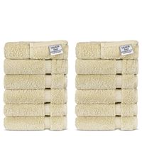 Chakir Turkish Linens Turkish Cotton Luxury Hotel & Spa Bath Towel, Wash Cloth - Set of 12, Cream