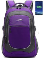 School Backpack with USB Charging Port Travel College Student Business Casual Large Durable Daypack Bookbag for Women Men fits 15.6 inch Laptop (Purple)