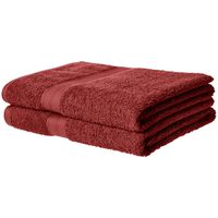 AmazonBasics Fade-Resistant Cotton Bath Towel - Pack of 2, Crimson Red