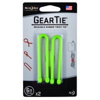 Nite Ize Original Gear Tie, Reusable Rubber Twist Tie, 6-Inch, Lime Green, 2 Pack, Made in the USA