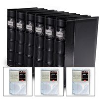 Bellagio-Italia Black Leather Disc Storage Binder Perfect for CDs, DVDs, Blu-Rays, and Video Games. 6 Pack Includes 24 Additional Insert Sheets - Set Holds 352 Discs Total.