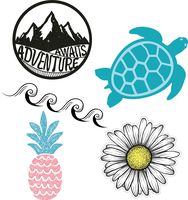 Cute & Trendy Laptop/Water Bottle Sticker Pack for Teens, Kids, Girls and Boys - Hydro Flask Decal Stickers - Wave/Ocean/Beach/Pineapple/Turtle/Summer Vinyl Stickers - Durable, 100% Vinyl & Waterproof