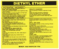 Brady 93524 Vinyl Hazardous Material Label , Black On Yellow,  3 3/4" Height x 4 1/2" Width,  Legend "Diethyl Ether" (25 Labels per Package)