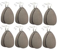 monochef Leather Earrings Lightweight Faux Leather Leaf Dangle Earrings Teardrop Earrings Antique Handmade Earrings for Women Gift, 8 Pairs