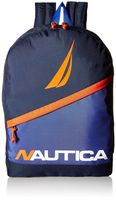 Nautica Men's Diagonal Zip Polyester Resistant Laptop Backpack, Navy/Orange, One Size