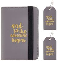 Casmonal Passport Holder Cover Wallet RFID Blocking Leather Card Case Travel Document Organizer(Napa Grey Light with 2 Tags)