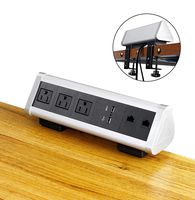 Desk Clamp Power Strip, 3-Outlet Surge Protector with 2 USB Ports and 2 RJ45 Port, Desk Mount USB Charging Power Station, Removable Desktop Clamp Mount Socket Power Center for Home/Office (Triangle)