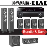 Elac F6.2 Debut 2.0 7.1-Ch Home Theater Speaker System with Yamaha AVENTAGE RX-A2080 9.2-Channel 4K Network AV Receiver