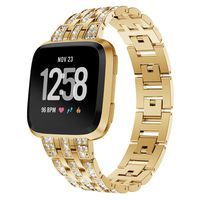 KisFace Metal Band for Fitbit Versa,Rhinestone Series Accessories Quick Release Unit Design for Fitbit Versa Band(Gold).