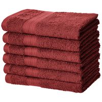 AmazonBasics Fade-Resistant Cotton Hand Towel - Pack of 6, Crimson Red