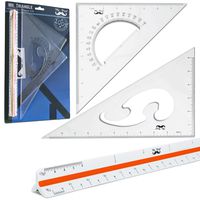 Mr. Pen- 3 Pc Large Triangular Ruler Set, Triangular Scale, 11" 30/60 and 8" 45/90 Triangles, Architectural Scale Ruler, Architect Triangular Scale, Set Squares, Geometry Ruler, BluePrint Scale Rulers