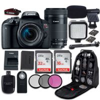 Canon EOS Rebel T7i DSLR Camera with Canon EF-S 18-55mm f/4-5.6 is STM Lens + Canon EF-S 55-250mm f/4-5.6 is STM Lens+ LED Light + Microphone + Video Accessory Bundle