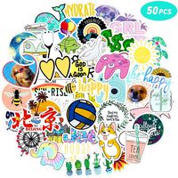 Aesthetic Sticker Pack - 50 Pc -Cute VSCO Cool Stickers - Waterproof - Vinyl Stickers for Hydro Flask - Laptop/Bike/Computer - Colorful Assortment - Good Vibes - Teen Girl Sticker - Trendy Decoration