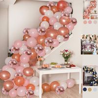 Balloon Garland Kit Pink Rose Gold White Confetti Balloons Big Balloons mix 16 ft long Decorations for Parties Wedding Baby Shower Graduation Includes Glue Dots Strip Hand Pump Ribbon Tying Tool Hooks