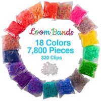 Loom Rubber Bands 7800 pc Value Pack - 18 Color Refill Set w Rainbow and Tie Dye Colors Plus 320 Clips - Compatible with Rainbow Looms, Great Gift