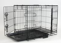 Homey Pet 24" Two Doors Wire Dog Cage with Tray and Floor Grid (W/Grid, 24")