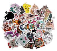 Sticker Decals - 50 Pcs Cartoon Cats Laptop Stickers Car Sticker for Snowboard Motorcycle Bicycle Phone Mac Computer DIY Car Window Bumper Luggage Decal Graffiti Patches (50 Pcs Cartoon Cats)