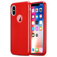 Kit Me Out World Glitter Series Case Designed for iPhone Xs Case, TPU & Inner Hard PC, Slim Fit Durable Shockproof Protection Case Cover (Red)