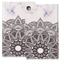 Flip PU Leather Case Samsung Galaxy Tab A 8.0 with S Pen 2019 SM-P200 P205, CASE4YOU Stand Function Holder Card Slot Shell Magnetic Closure Shockproof Protection Bumper Cover Mandala Flowers