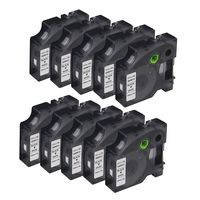 WonderTec 10 Pack Compatible DYMO D1 Label Cassette 45013 S0720530 Label Maker Tape Black on White Labeling Tape 12mm for Dymo LabelManager 160 210D 260P 450D Printer 1/2 inch x 23 Feet