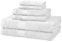 AmazonBasics 6-Piece Fade-Resistant Bath Towel Set - White