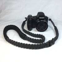 Charcoal Grey and Black Diamonds Paracord DSLR Premium Digital Camera Neck Shoulder Safety Strap With Choice Of Length