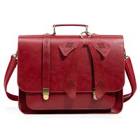 Miss CeCe Women Briefcase PU Leather Laptop Shoulder Satchel Computer Bag with Detachable Bow fits 15.6 inch Laptops (15.6 inch, Red)