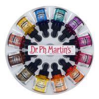 Dr. Ph. Martin's Bombay India Ink (Set 2) Ink Set, 1.0 oz, Set 2 Colors, 1 Set of 12 Bottles.