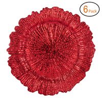 Fantastic:) Round 13 Inch Plastic Charger Plates with Eletroplating Finish (6, Reef Red)