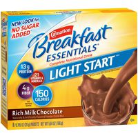 Carnation Breakfast Essentials Light Start Powder Drink Mix, Rich Milk Chocolate, Box of 8 Packets