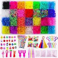 11680+ Rainbow Rubber Bands Mega Refill Bracelet Making Kit - Loom Bands Large Storage Container , Over 10000 Premium Loom Bands In Different Nice Colors , 600 S Clips , 25 Charms And 200 Beads