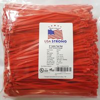 Cable Ties. Standard Duty 7.6 Inch Premium Nylon Wire Management Zip-Ties. 50 LB Tensile Strength. USA Strong Cable Ties (1000 Pack, Red)