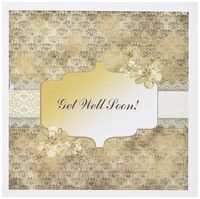 3dRose Greeting Cards, Sepia with Flowers, 6 x 6 Inches, Get Well Soon on Banner (gc_180939_2)
