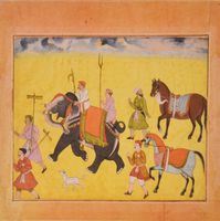 3dRose LLC 8 X 8 X 0.25 Inches Mouse Pad Image of India Elephants and Men in a 1600 Watercolor on Fabric (Mp_181064_1)