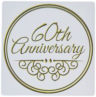 3dRose 60th Anniversary Gift, Gold Text Celebrate Wedding Anniversary - Mouse Pad, 8 by 8" (mp_154502_1)
