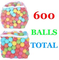 BalanceFrom 2.3-Inch Phthalate Free BPA Free Non-Toxic Crush Proof Play Balls Pit Balls- 6 Bright Colors in Reusable and Durable Storage Mesh Bag with Zipper, C. 600-Count