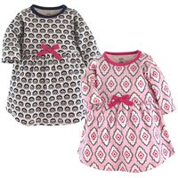 Touched by Nature Girls, Toddler, and Baby Organic Cotton Long-Sleeve Dresses, Trellis, 0-3 Months